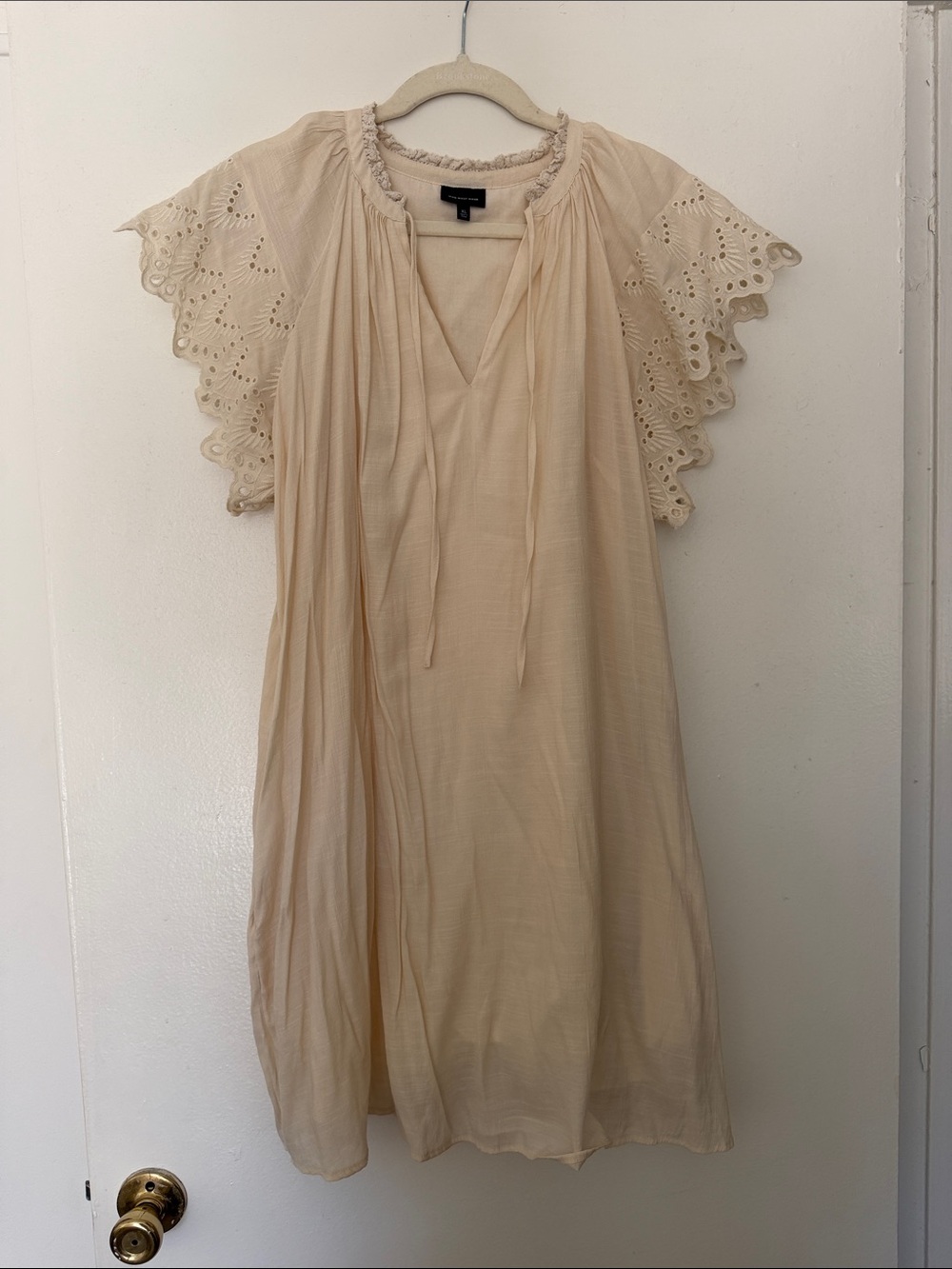 Who What Wear Women’s XL Cream Eyelet Sleeve Peasant Dress